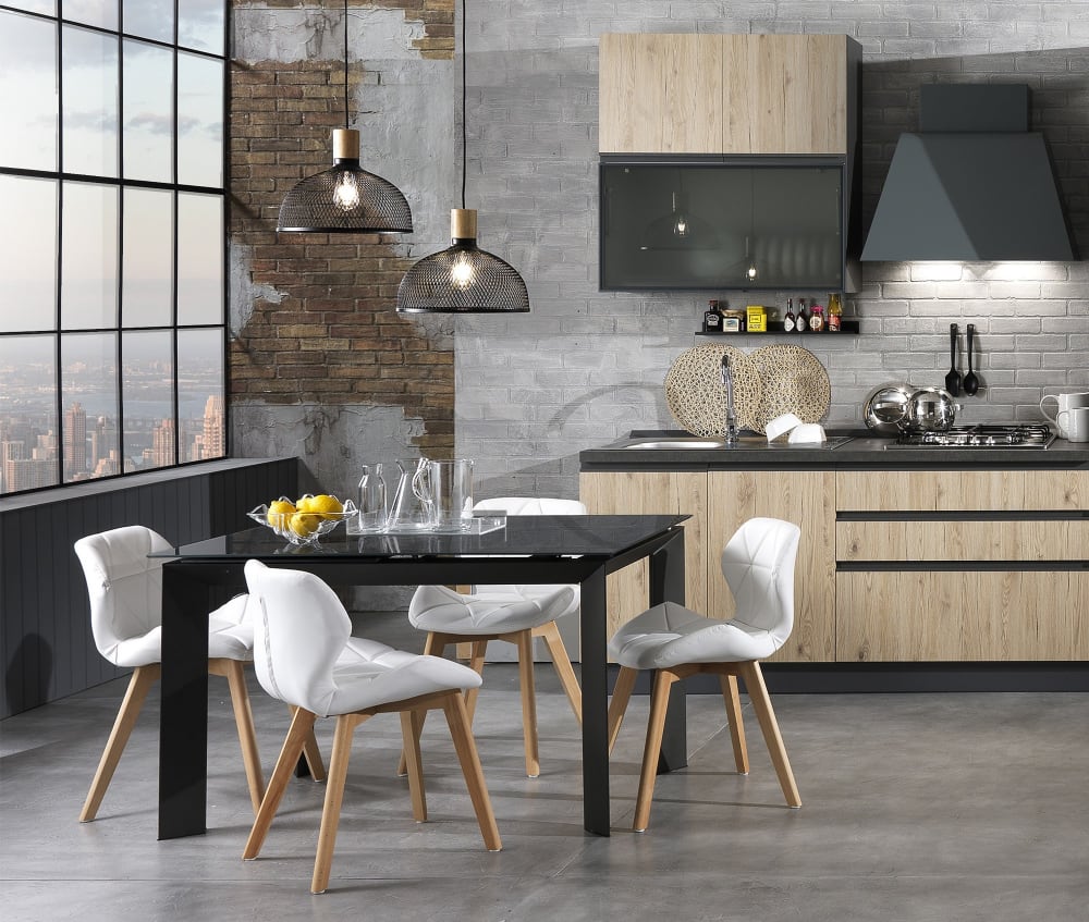 Tavolo allungabile in vetro temprato grigio cm. H.76xp.80xl.120 -