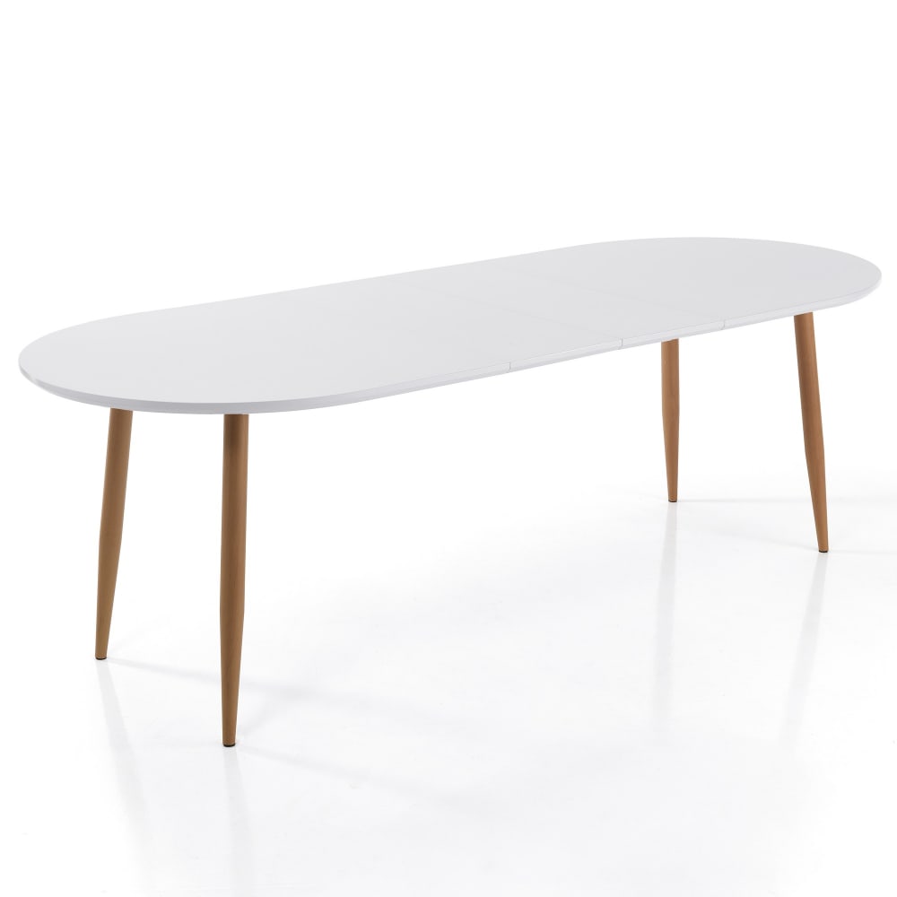 Tavolo allungabile effetto legno laccato bianco cm h.75 x p.90 x