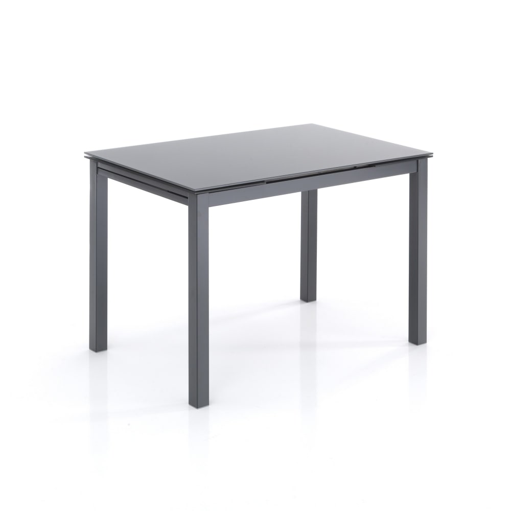 ORESTELUCHETTA Ausziehbarer Tisch aus Sicherheitsglas, H 76 x B 110 x T 70 cm Grau