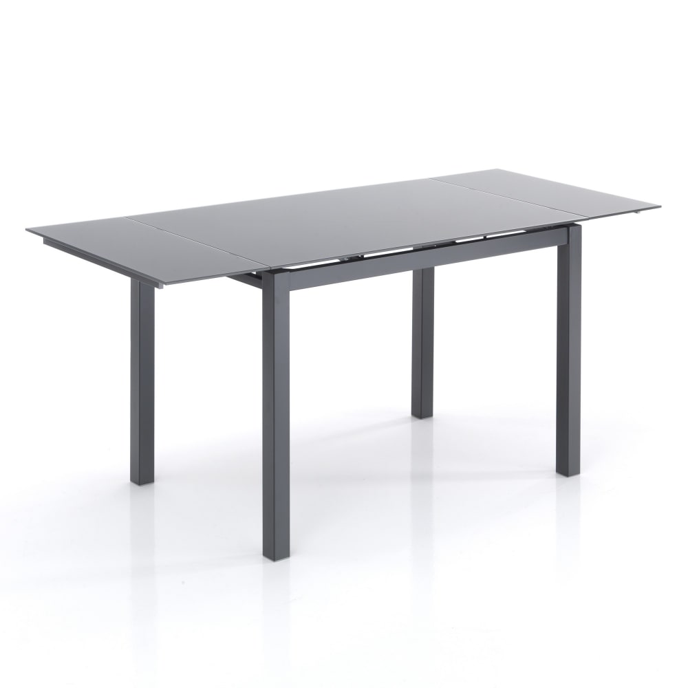 Table extensible verre trempé gris H76 L110 P70