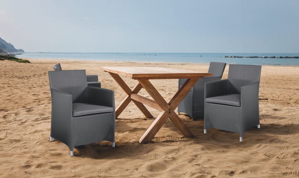 Set 2 poltrone da esterno in alluminio grigie cm. H.85 x l.56,5 x