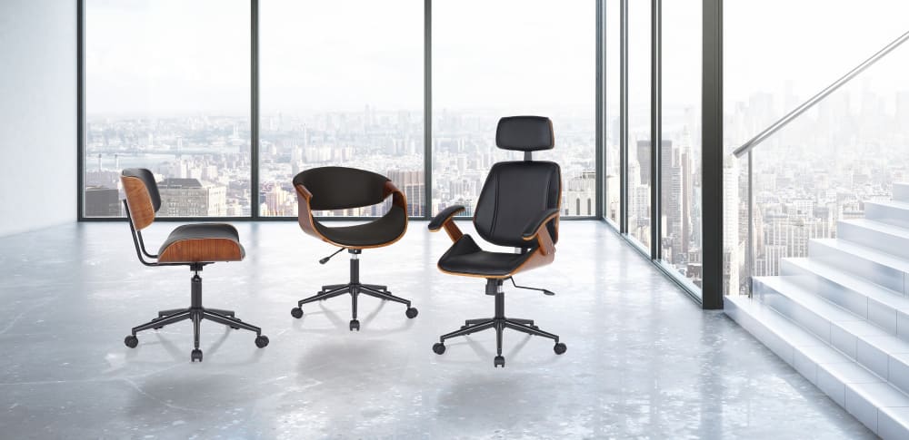 Poltrona da ufficio in pelle sintetica nera cm h.73/83 x l.54 x