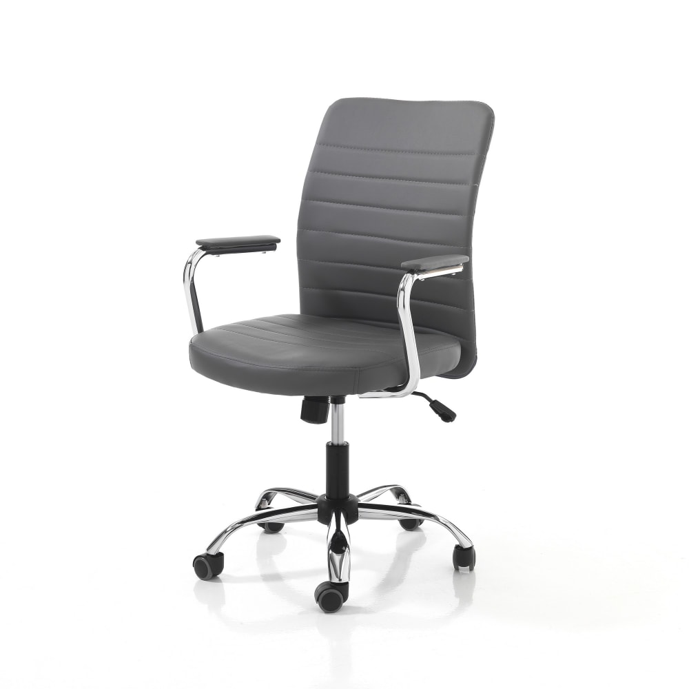 Poltrona da ufficio in pelle sintetica grigia cm h.92/102xl.56xp.66 - Grigio - PVC - Cloruro di polivinile