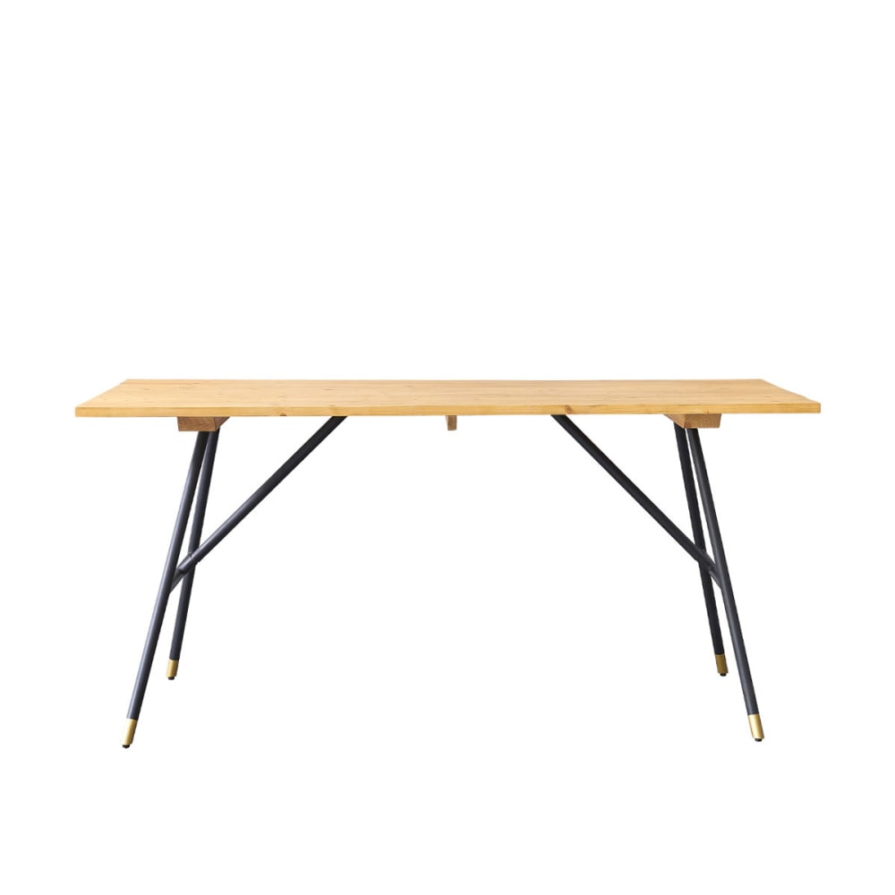 Rechteckiger Tisch aus massiver Kiefer und Metall 6 Personen -