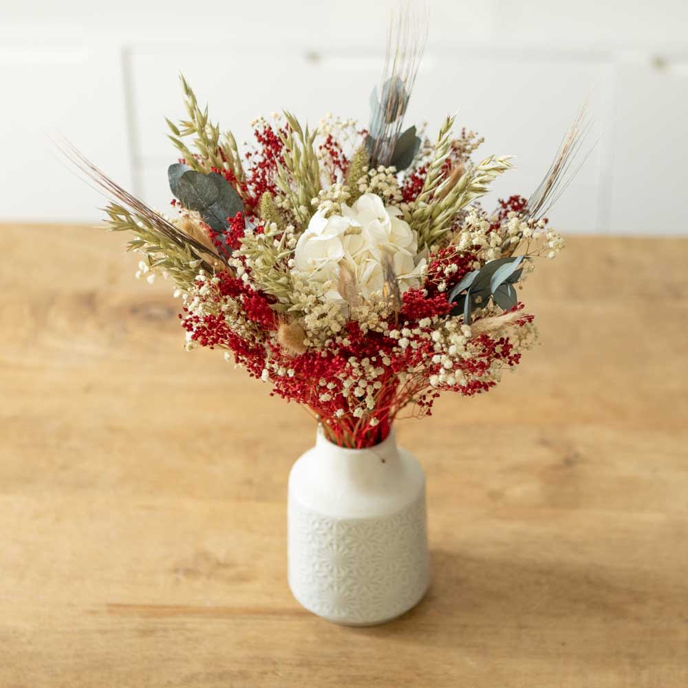 Réconciliation Végétale Bouquet de fleurs séchées S JEANNE Rouge Fibres Naturelles