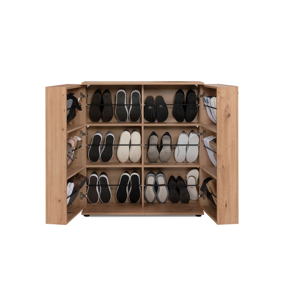 Meuble à chaussures 2 portes 8 étagères - l100 cm - chêne - Maisons du Monde