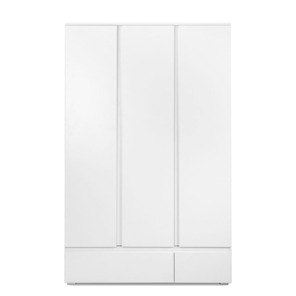 Armoire 3 portes 2 tiroirs blanc- L120 x H191 x P55 cm