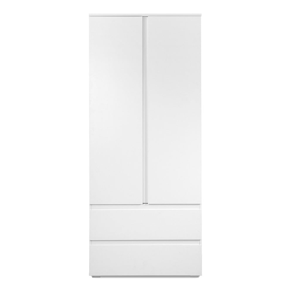 Armoire 2 portes 2 tiroirs blanc- L80 x H191 x P55 cm