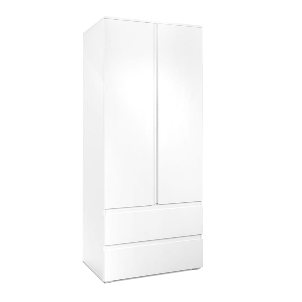 Schrank mit 2 Türen und 2 Schubladen, weiß- L80 x H191 x T55 cm -