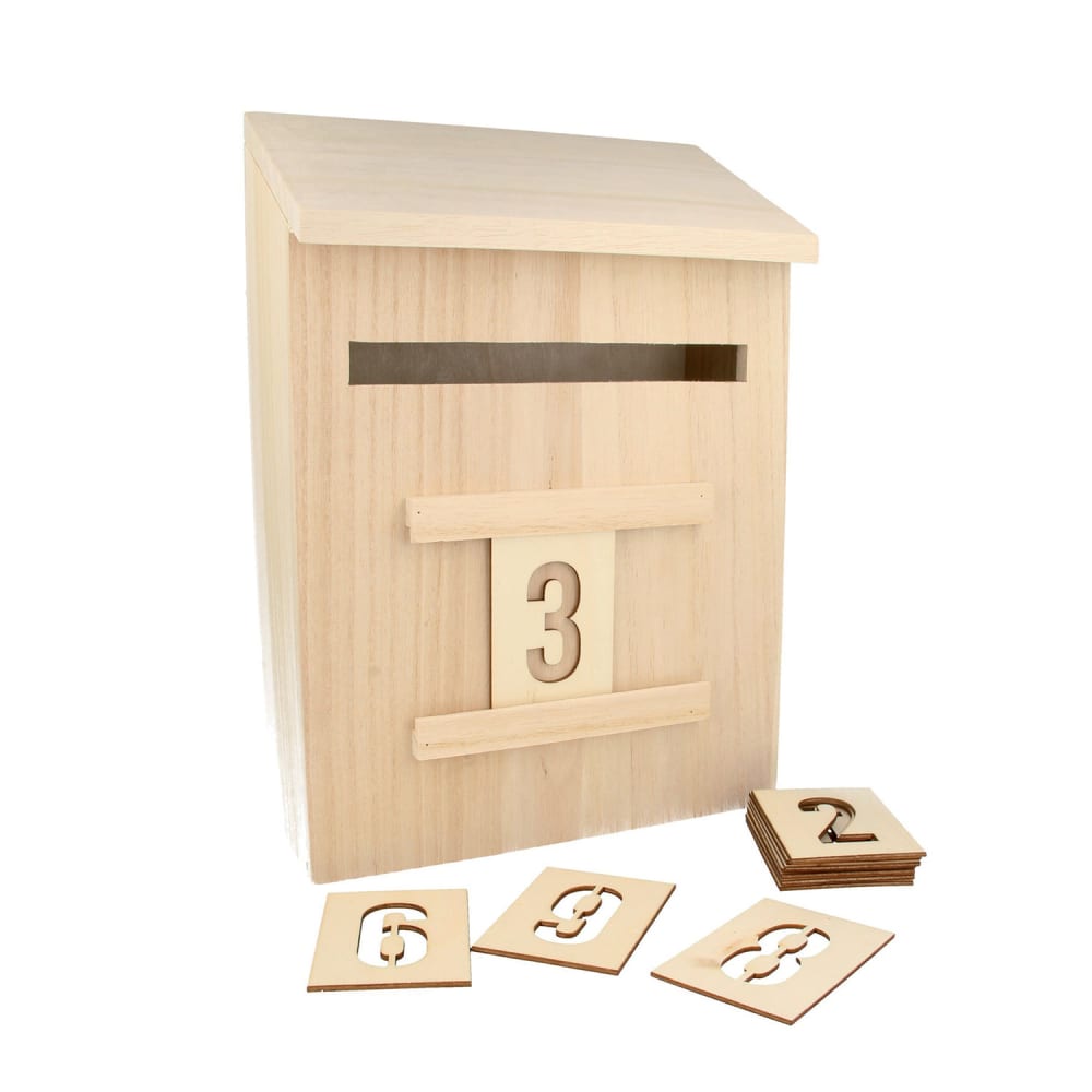 Artemio Calendrier de l'avent boîte aux lettres en bois 28 cm Beige