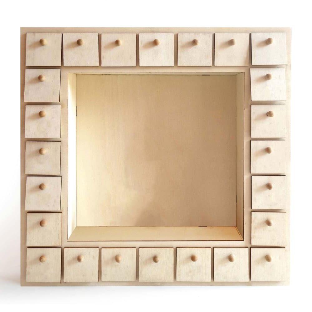 Calendario de Adviento cuadrado de madera 32 x 32 cm