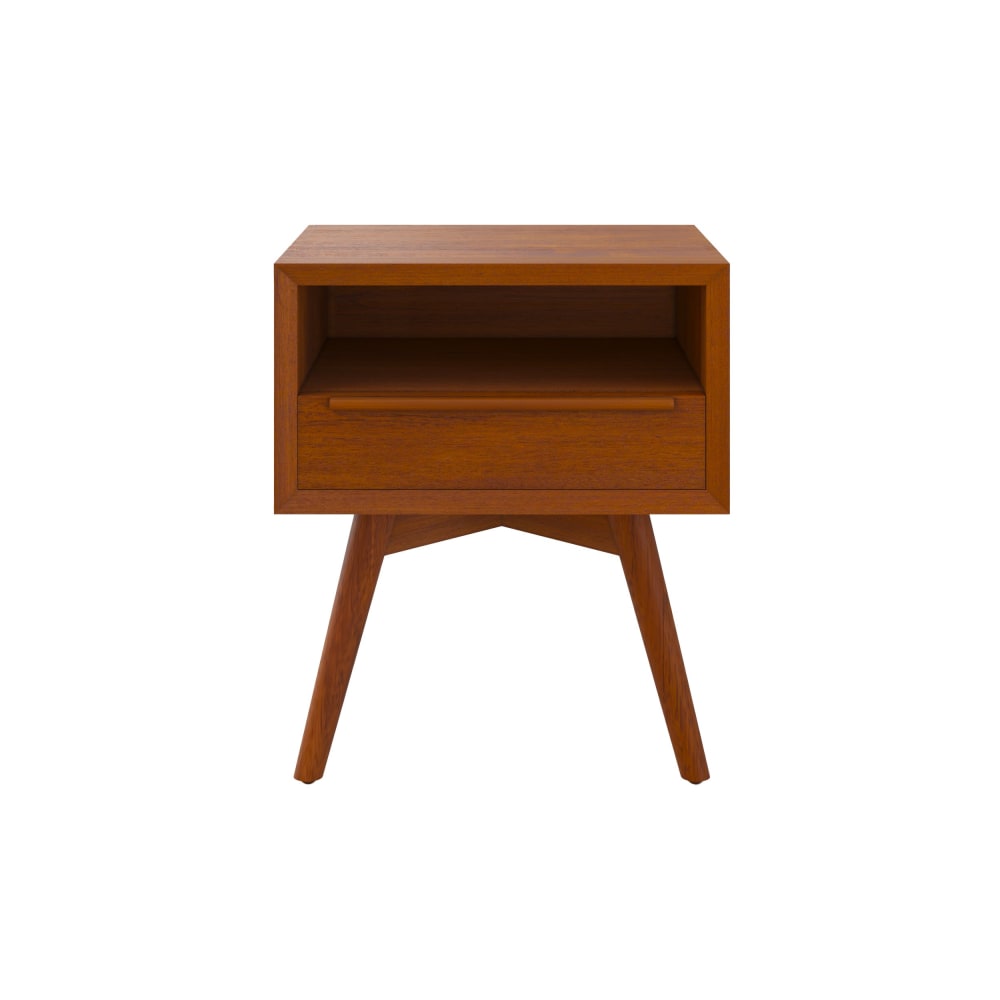 Mesa de noche de madera de teca, 1 nicho y 1 cajón