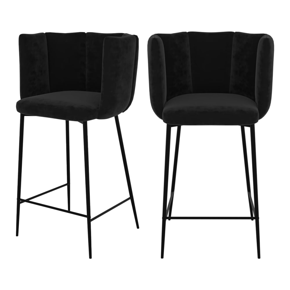 Maison Pavane Set aus 2 Stühlen für einen 67 cm hohen Kücheninseln in schwarzem Samt style classic chic - Samt