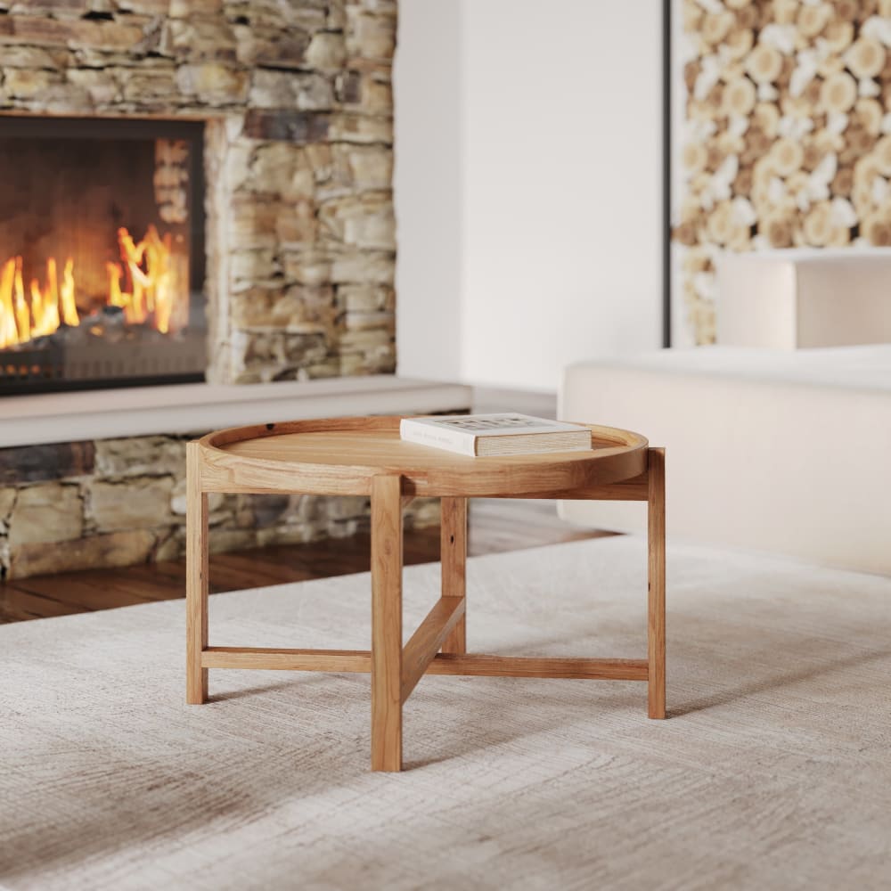 Mesa de centro redonda en madera de teca recuperada d70 cm - Maisons du Monde