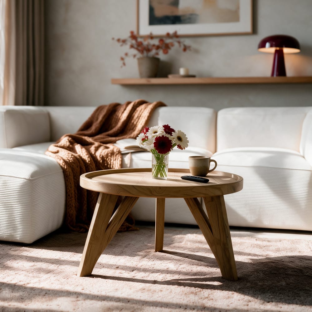 Table basse ronde en bois de teck recyclé d70 cm - Maisons du Monde