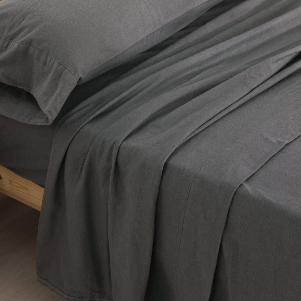 Juego de sábanas franela anthracite cama de 105 100% algodón - Maisons du Monde