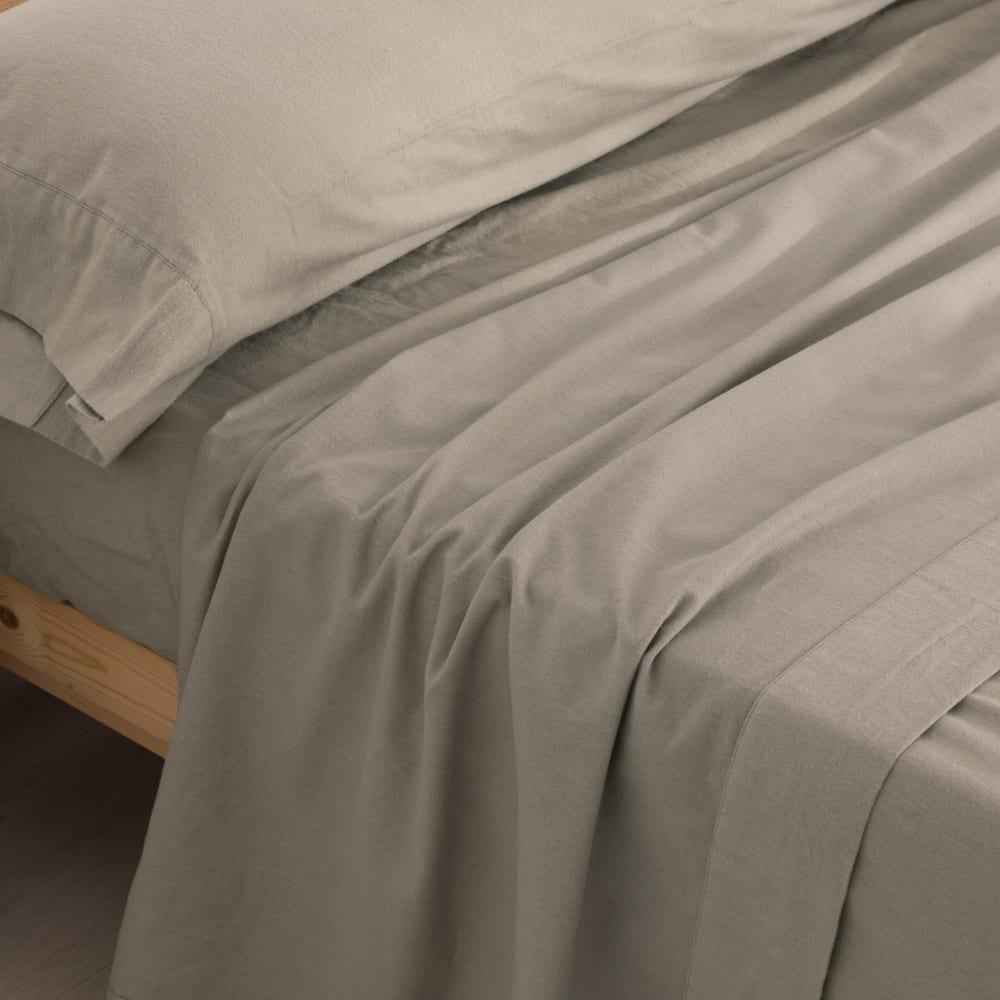 Juego de sábanas franela taupe cama de 105 100% algodón - Maisons du Monde