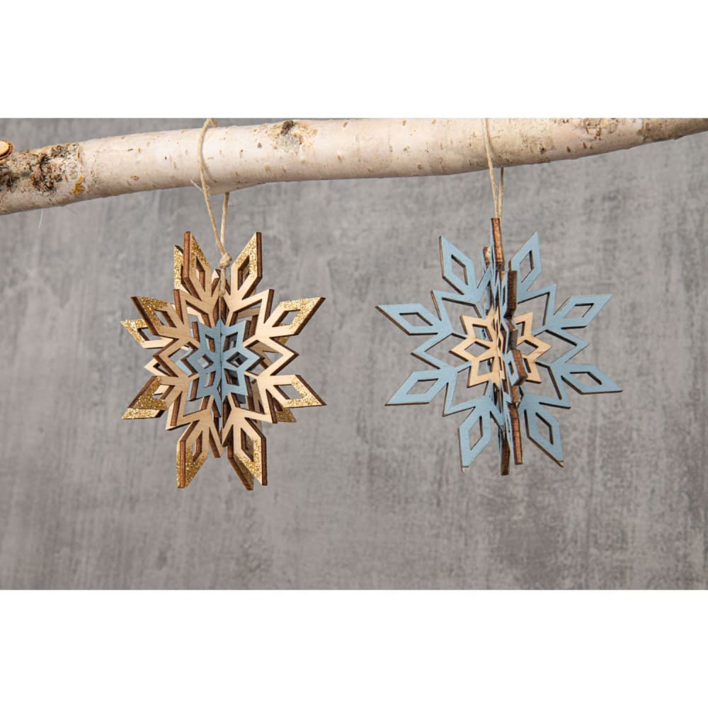 2 flocons de neige 3d en bois pour sapin de noël - Maisons du Monde