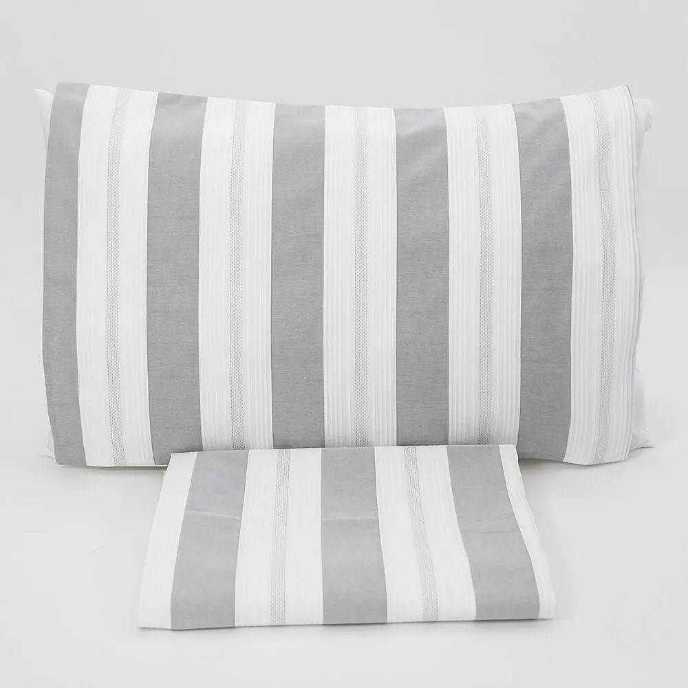 Funda nórdica rayas 100% algodón gris cama 90 cm (160 x 220 cm 1 coj - Maisons du Monde