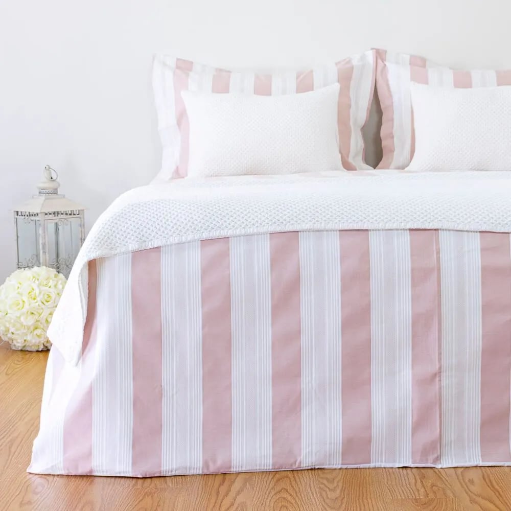 Funda nórdica rayas 100% algodón rosa cama 90 cm (160 x 220 cm 1 coj