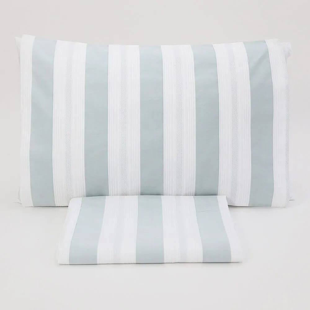 Funda nórdica rayas 100% algodón verde agua cama 120 cm (200 x 220 cm - Maisons du Monde