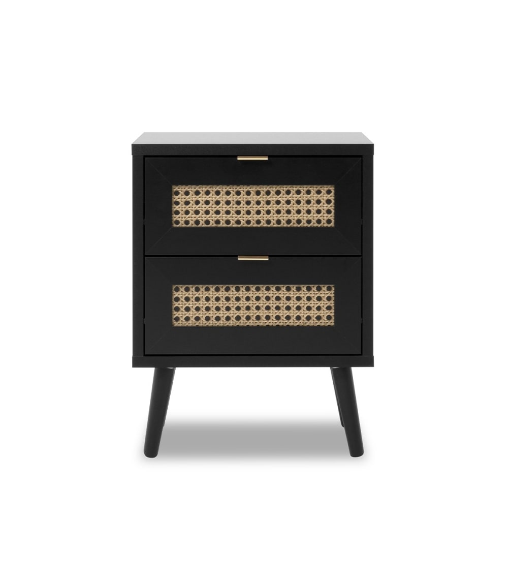 Table de chevet 2 tiroirs impression cannage - L40 cm