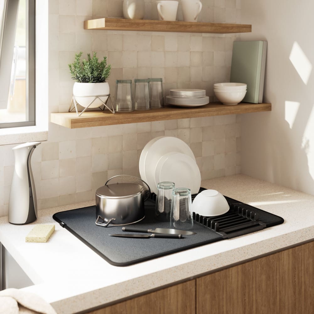 Egouttoir pliable plastique et coton noir - Maisons du Monde