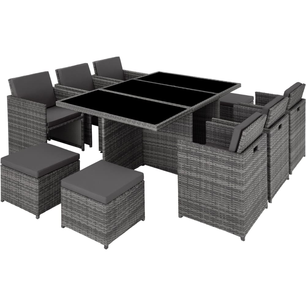 Salon de jardin résine tressée aluminium 2 sets de housses gris