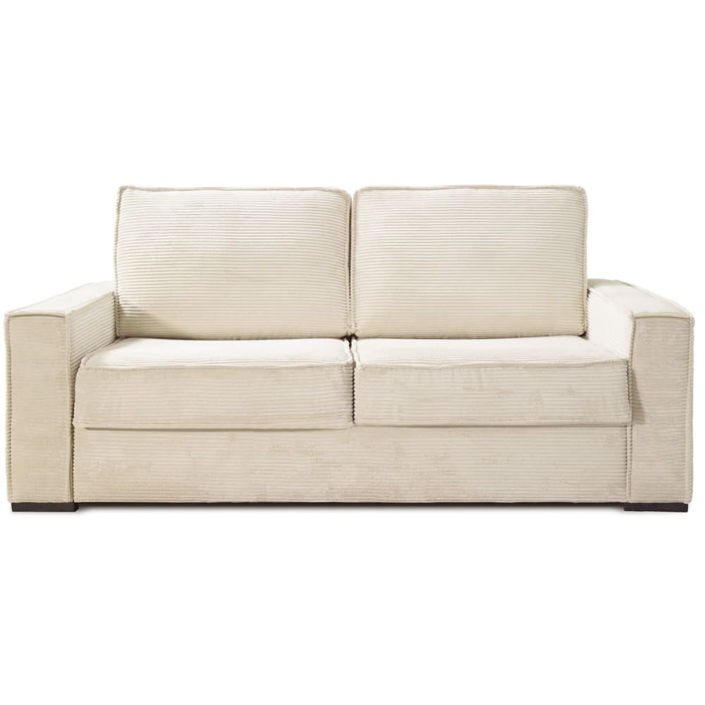 Canape+convertible+3+places+en+velours+cotele+beige,+Ouverture+express