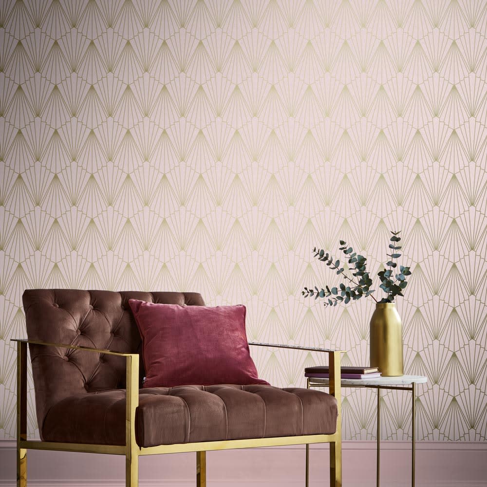 Graham & Brown Papier peint rene rose doré 1005x52cm style classique chic - Intissé