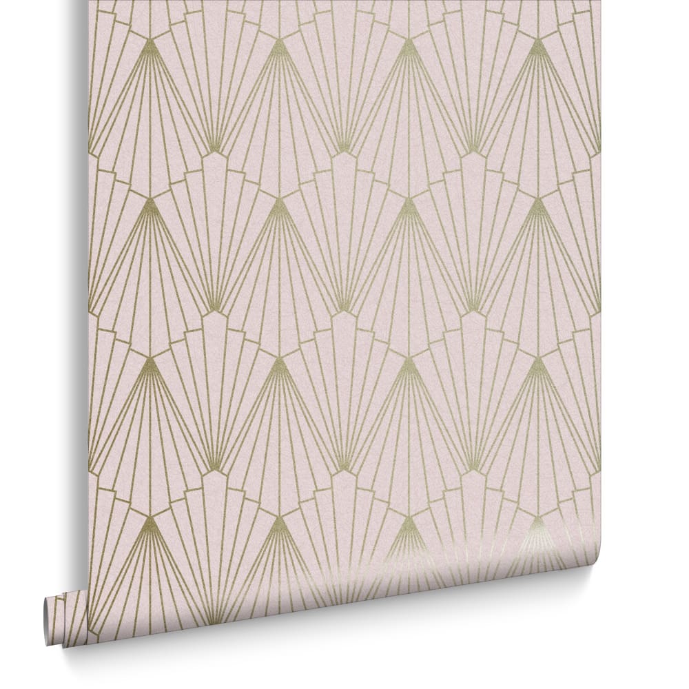 Papier peint rene rose doré 1005x52cm - Maisons du Monde
