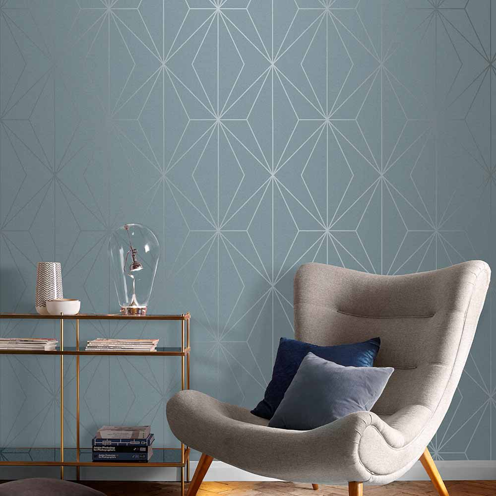 Papier peint harmony - bleu argent