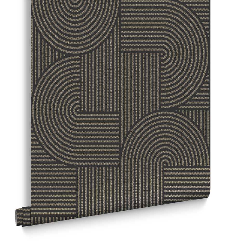 Papier peint centra noir doré 1005x52cm - Maisons du Monde