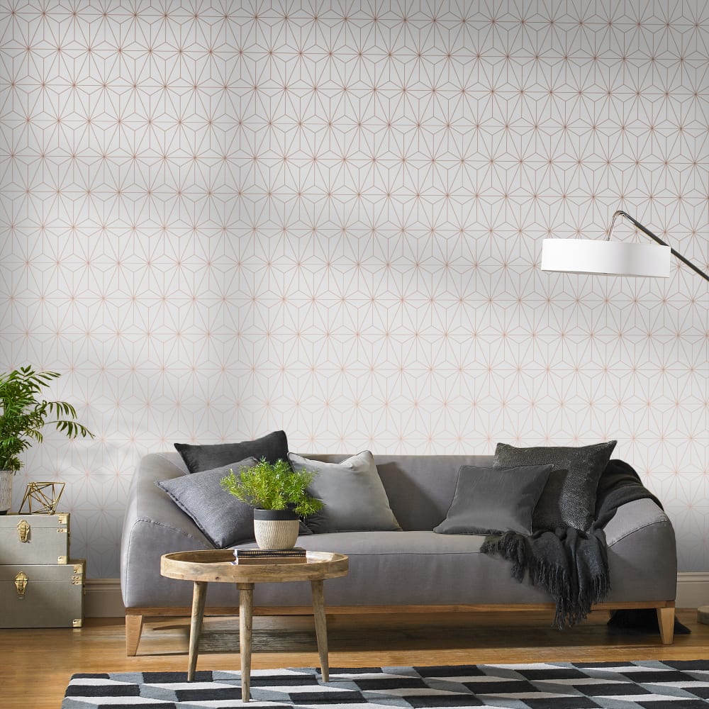 papel pintado prisma blanco oro rosa 1005x52cm