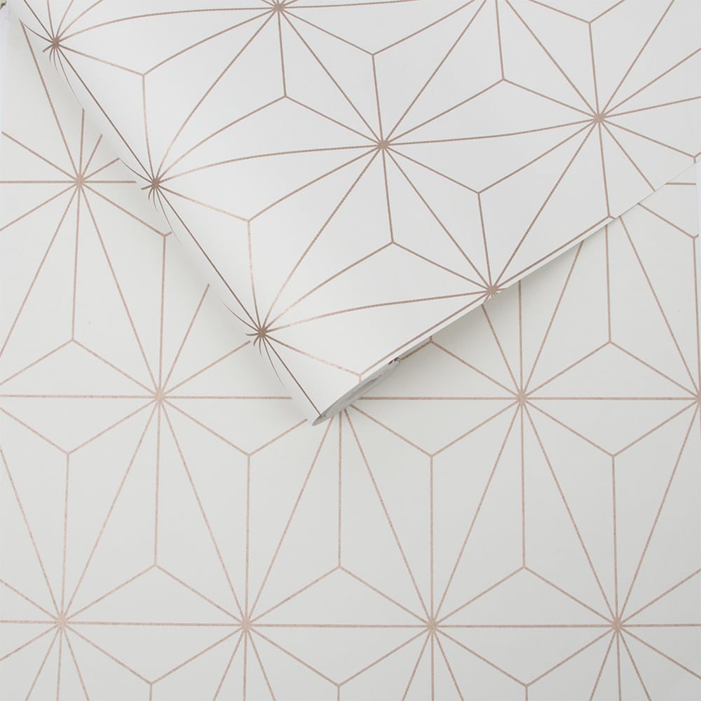 Papier peint prism blanc or rosé 1005x52cm — vue 4