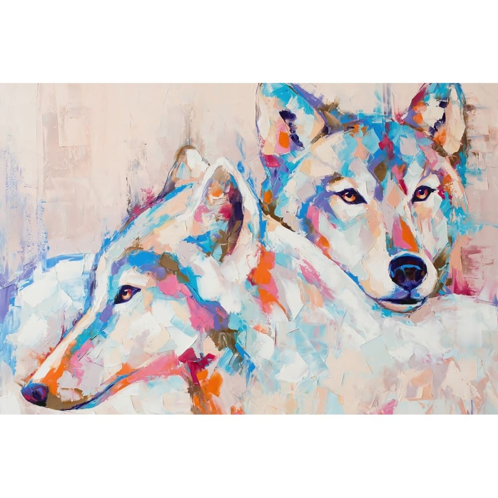 Tableau+sur+toile+peinture+de+loups+45x65