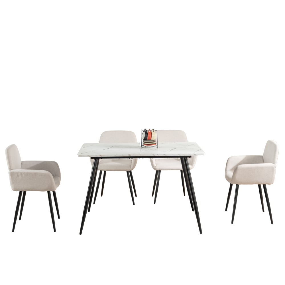 Ensemble table blanche - marbre