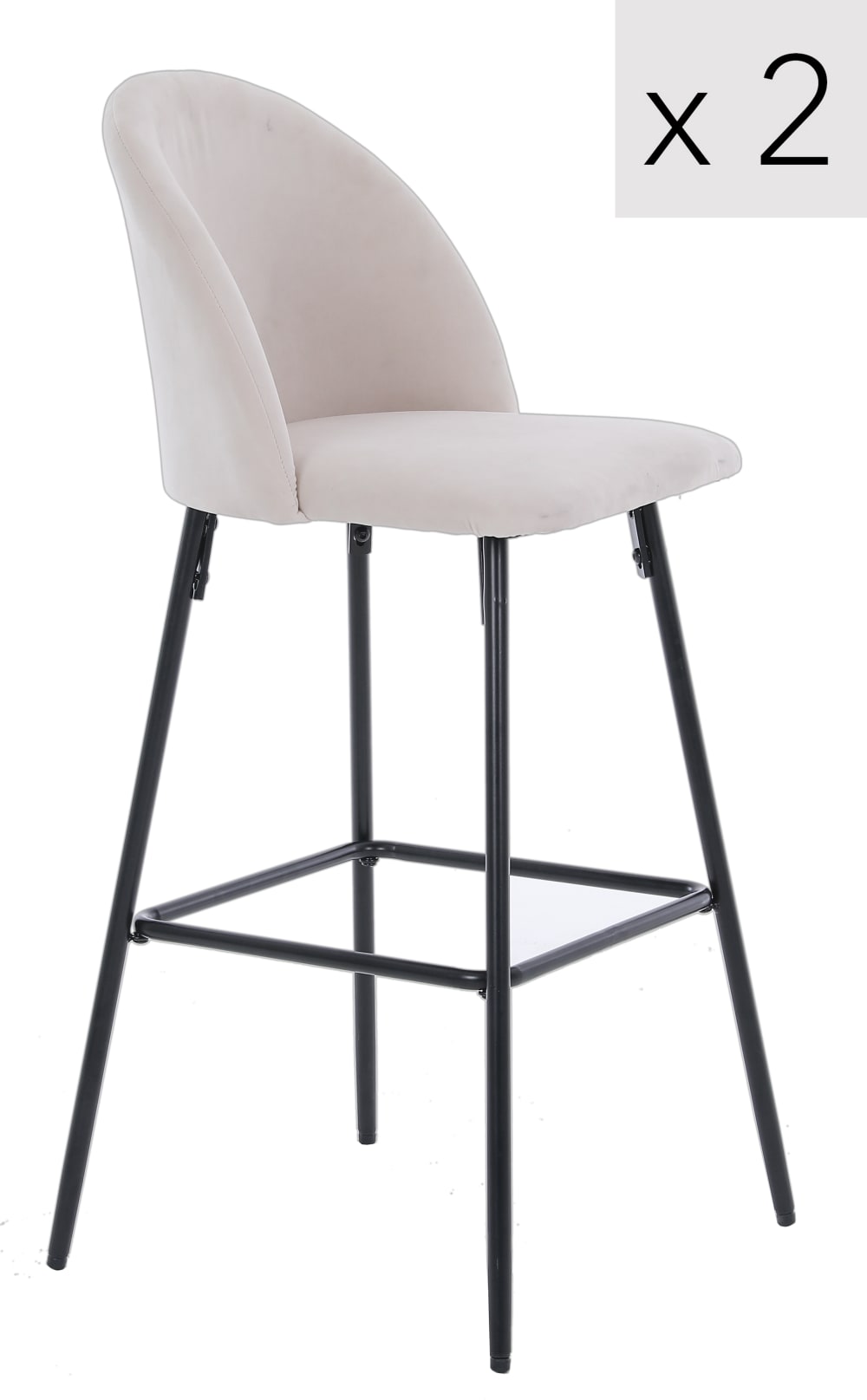 Barhocker (2er Set) aus Metall und Stoff Beige - Maisons Du Monde