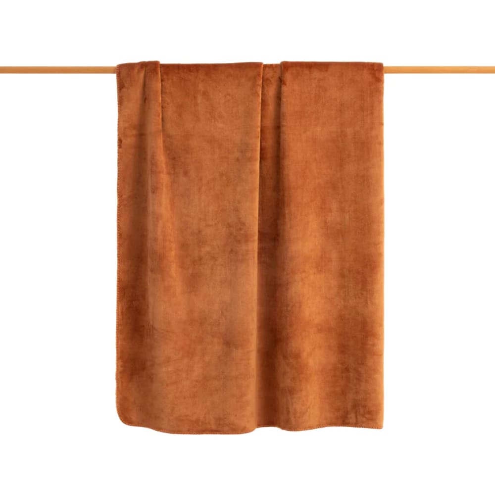 Couverture unie réversible en polaire Orange 150X200