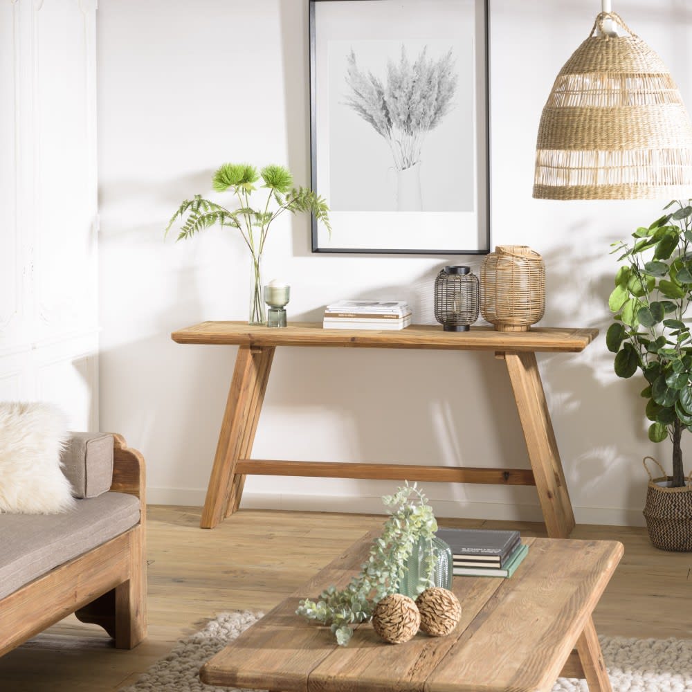 Console 160x45cm bois pin recyclé - Maisons du Monde