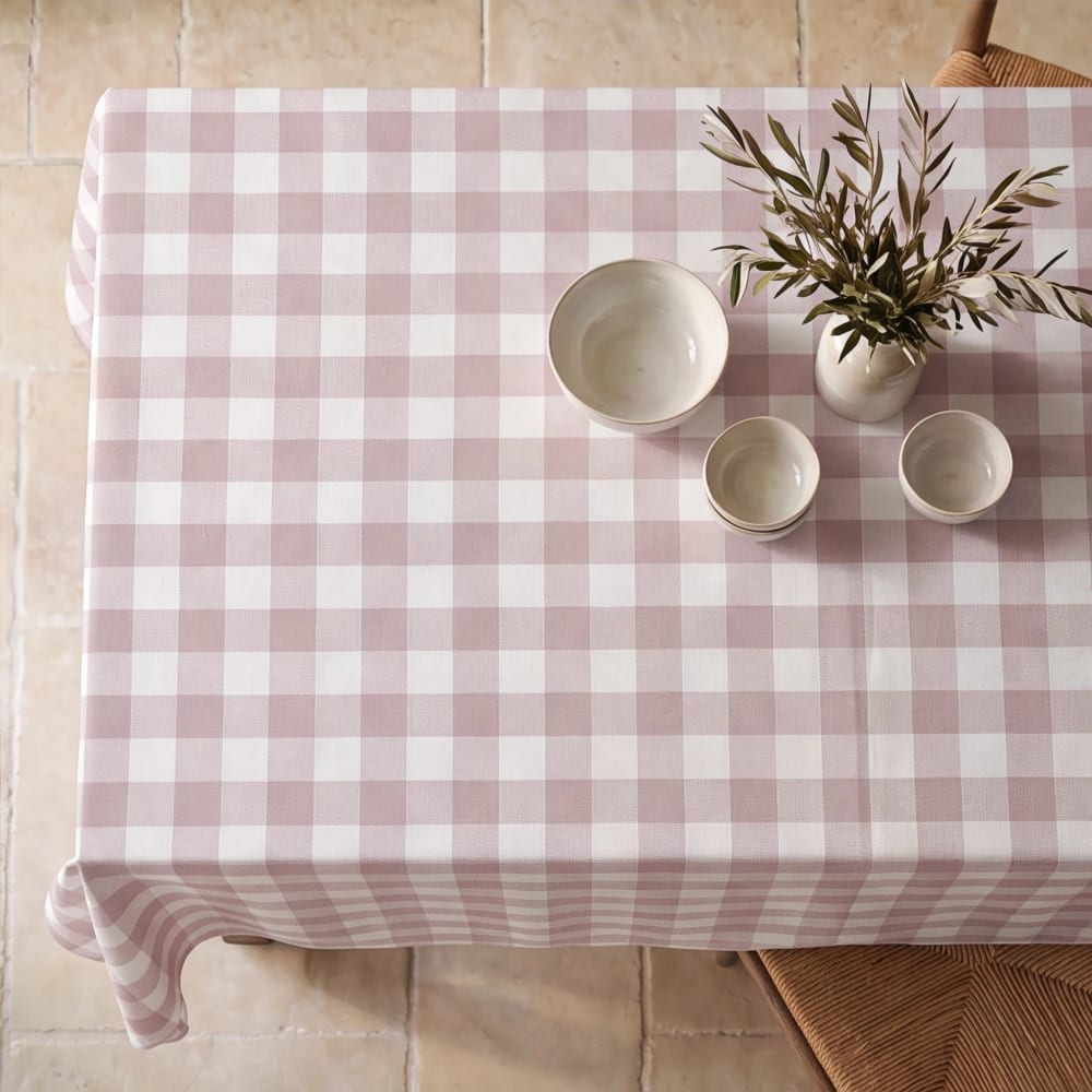 Mantel antimanchas 100% algodón rosa 200x155 cm