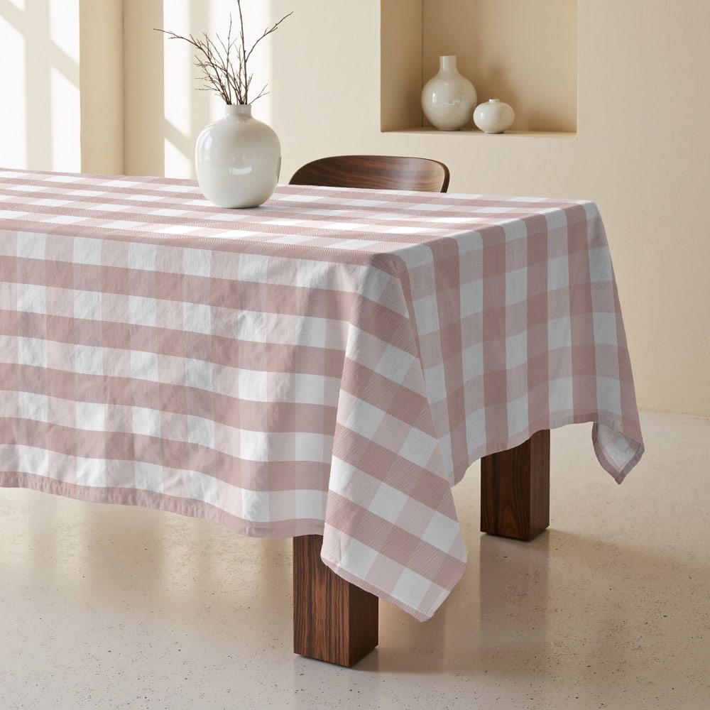 Fleckabweisende Tischdecke 100% Bio-Baumwolle rosa 200x155 cm -