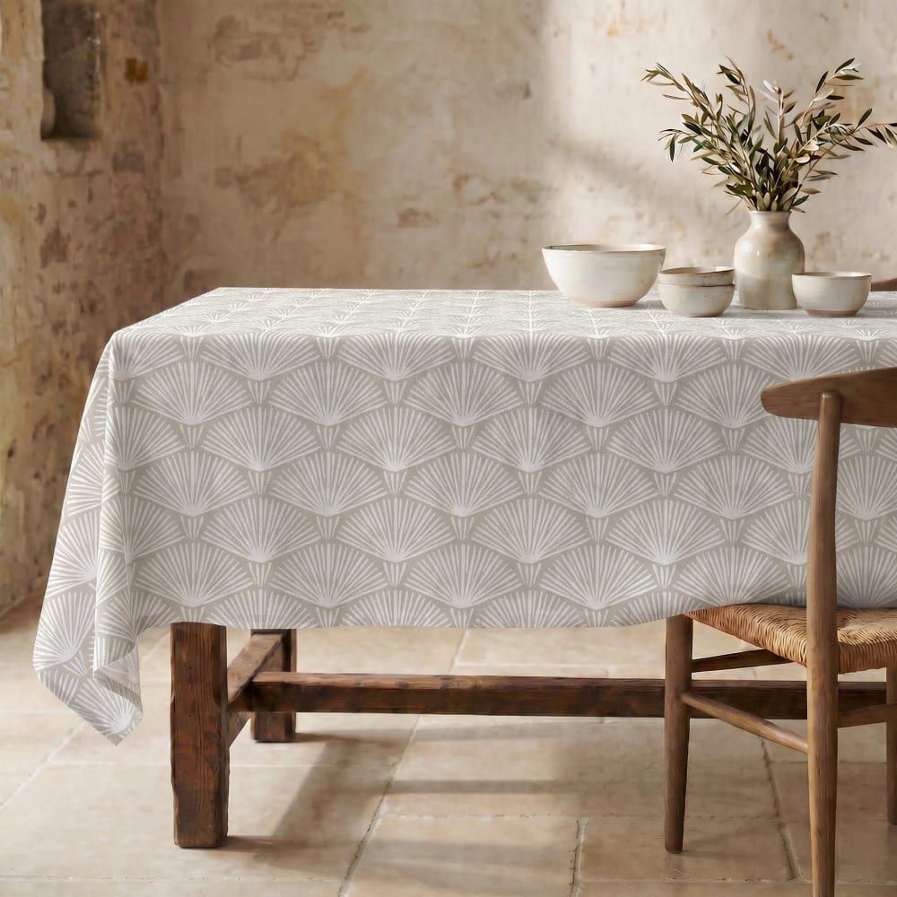 Mantel antimanchas 100% algodón beige 250x155 cm