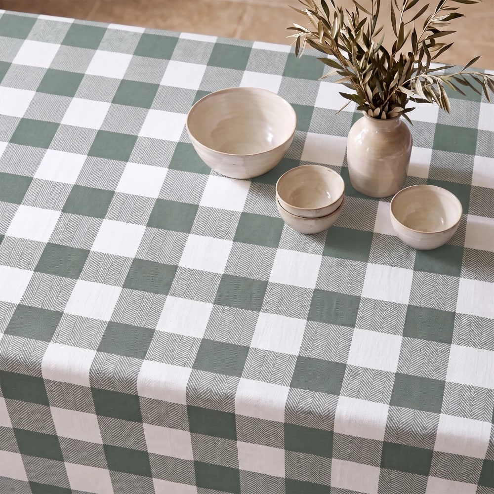 Muare Home Fleckabweisende Tischdecke 100% Bio-Baumwolle grün 100x155 cm - Baumwolle