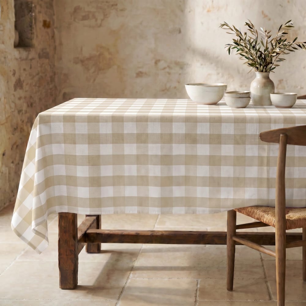 Muare Home Fleckabweisende Tischdecke 100% Bio-Baumwolle gelb 100x155 cm - Baumwolle