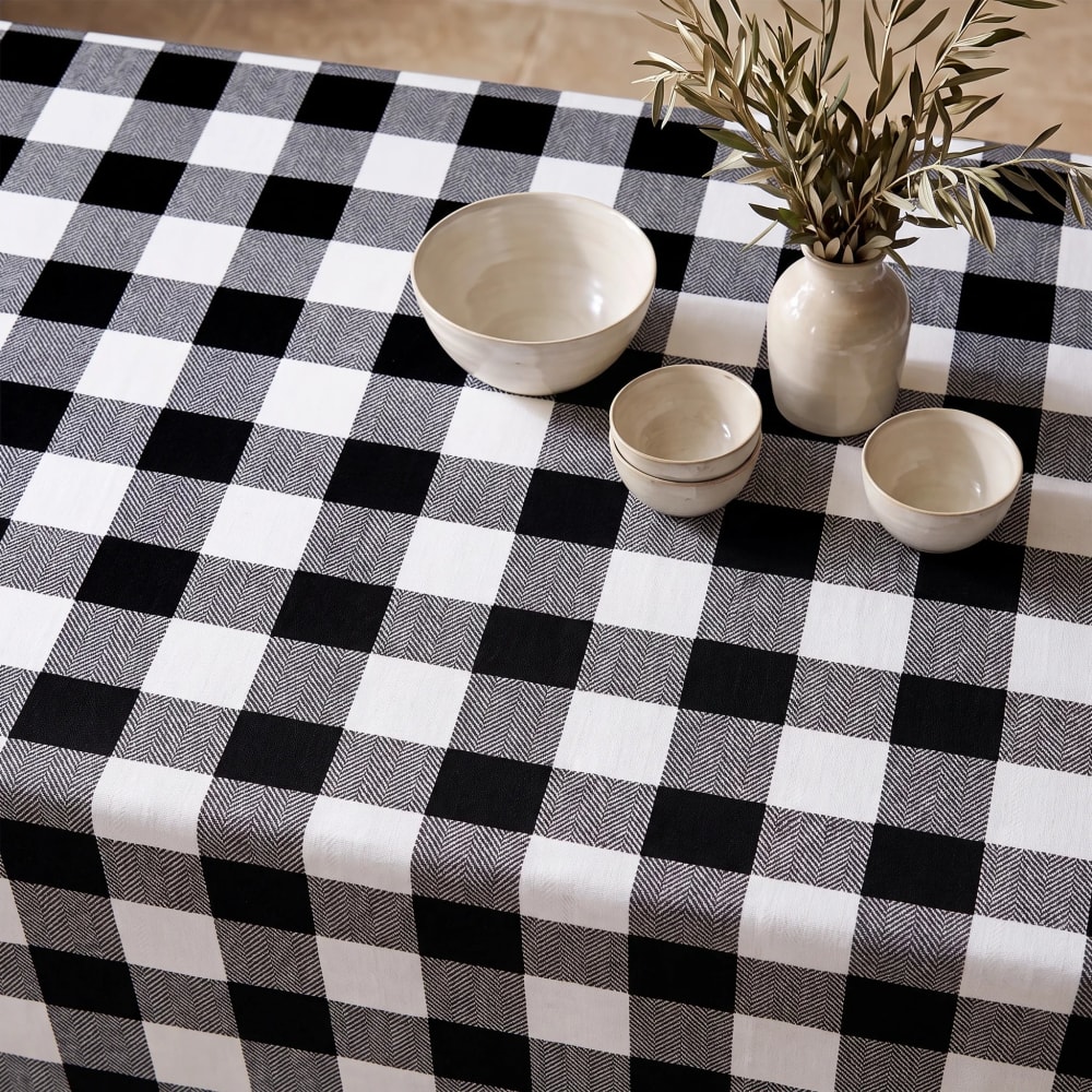 Muare Home Fleckenschutz-Tischdecke 100 % Baumwolle Schwarz 155x155 cm Schwarz Baumwolle