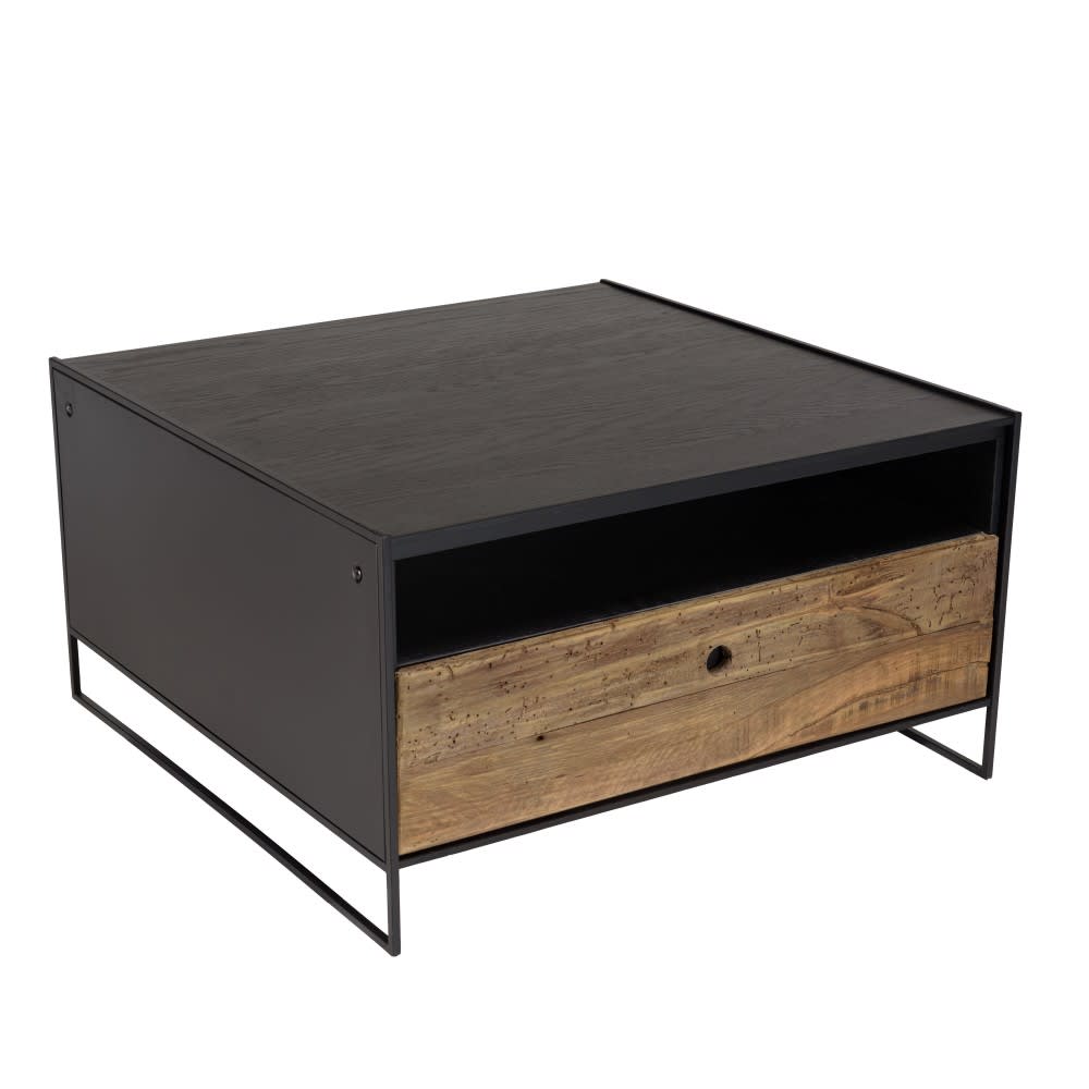 MACABANE Couchtisch aus recycelter Kiefer 80 x 80 style landhaus Braun Holz