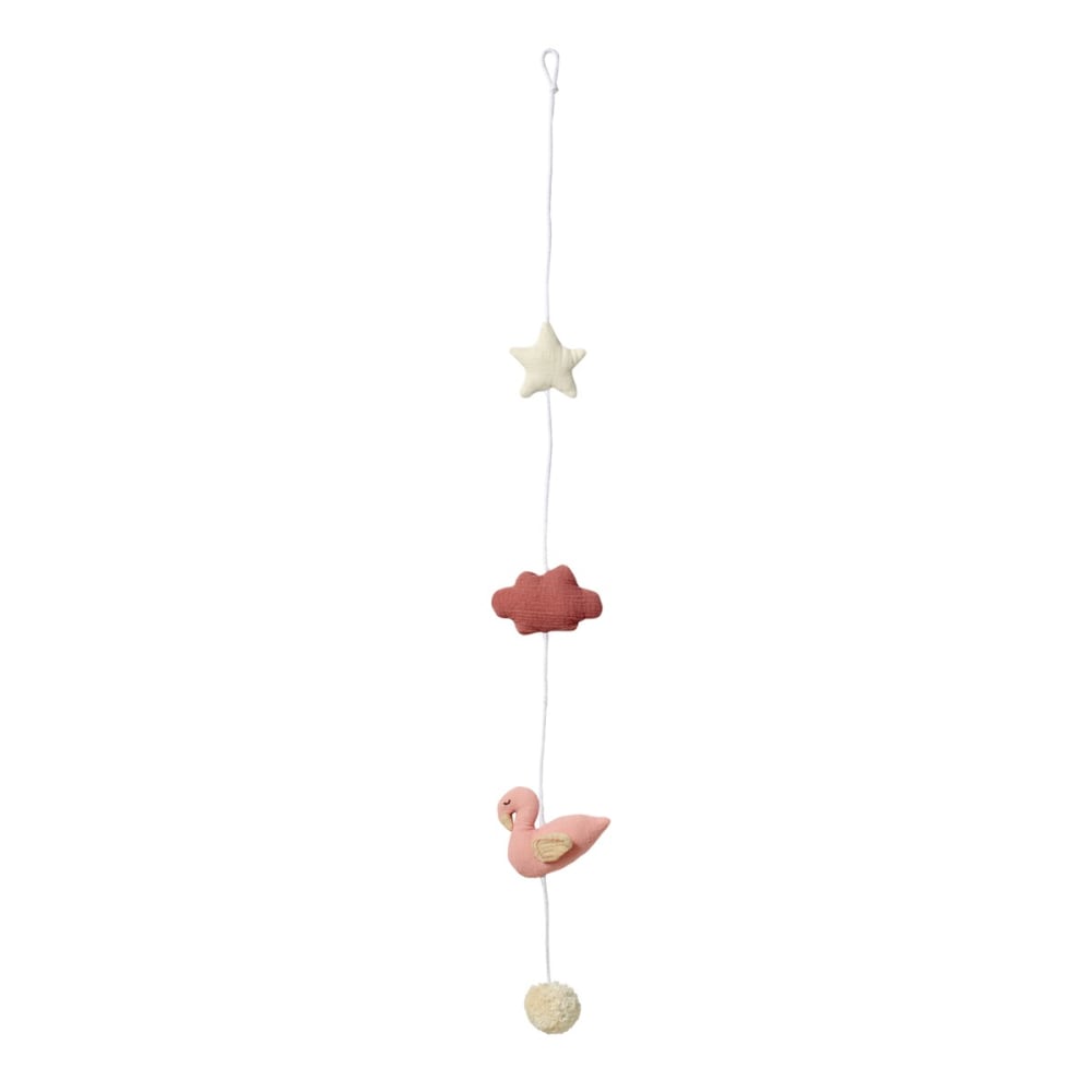 Guirlande murale & mobile coton cygne rose 100 cm