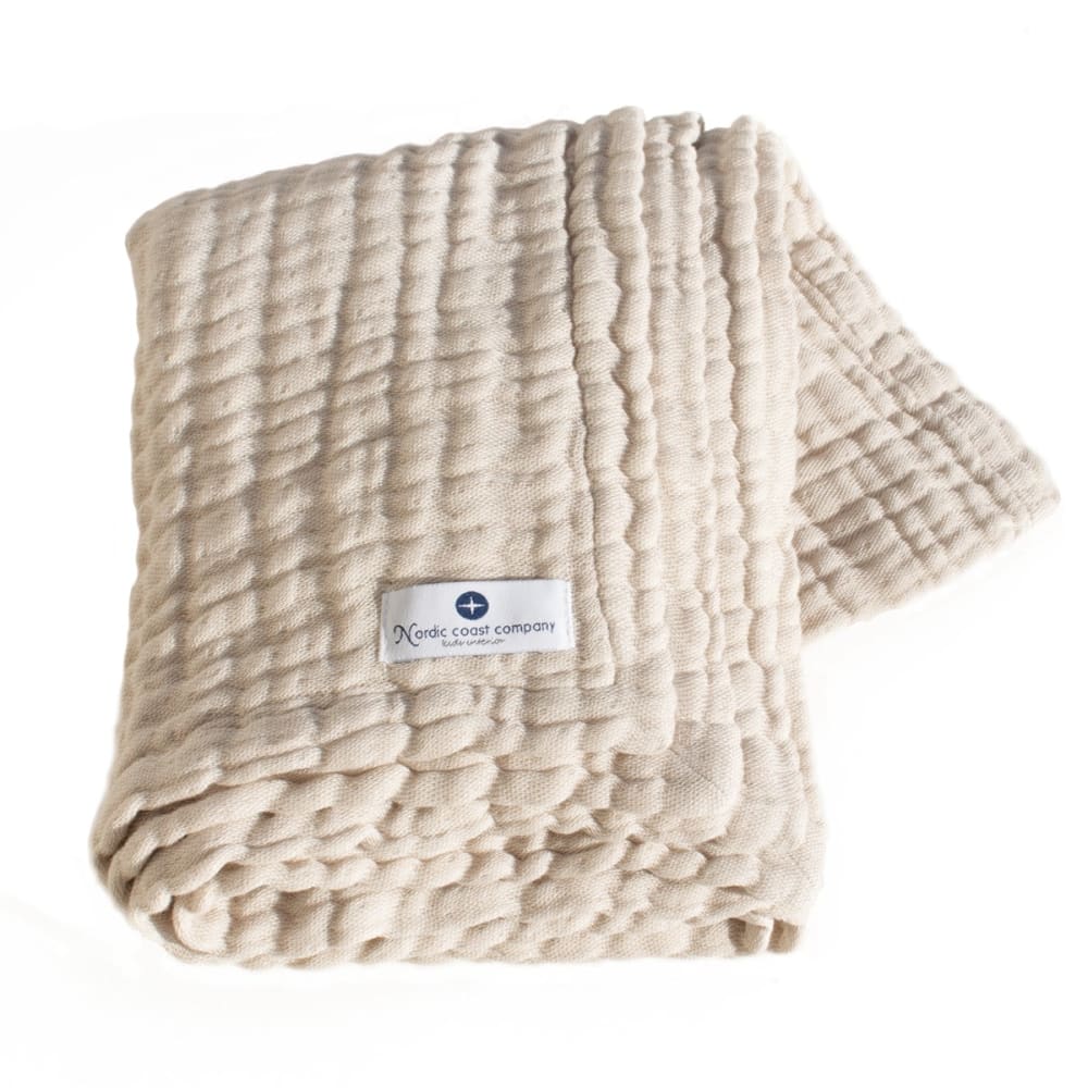 Nordic Coast - Couverture bébé mousseline coton, emmaillotage s ivoire 80×80 cm