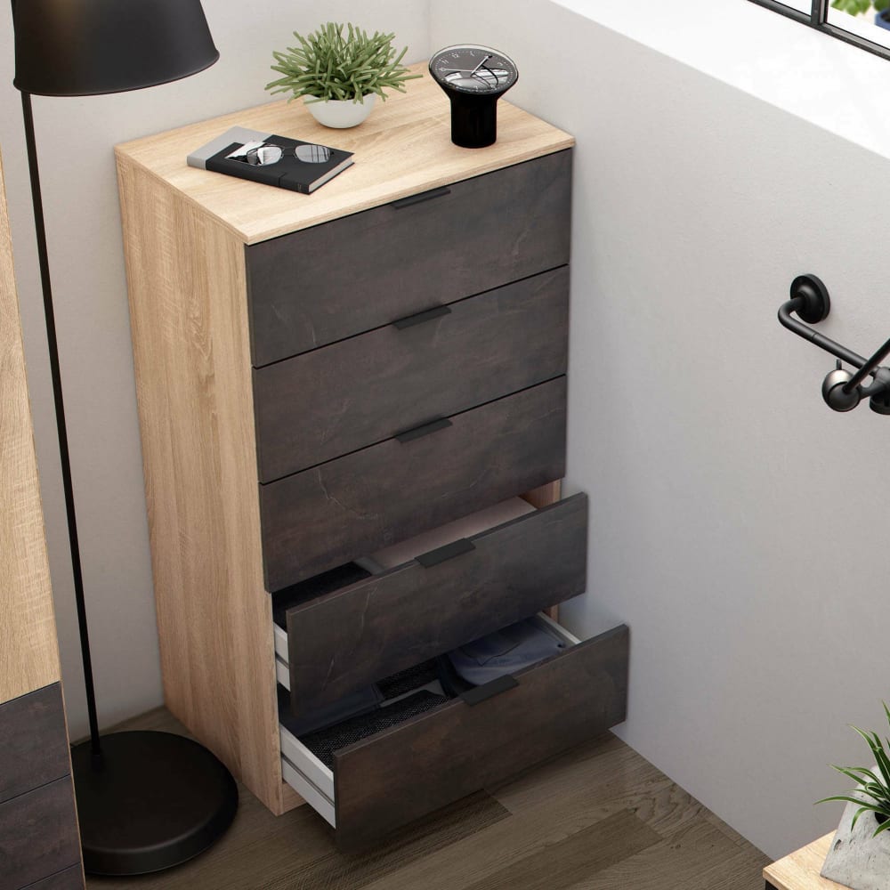 Cassettiera marrone rovere 40x60x110h cm - Dmora